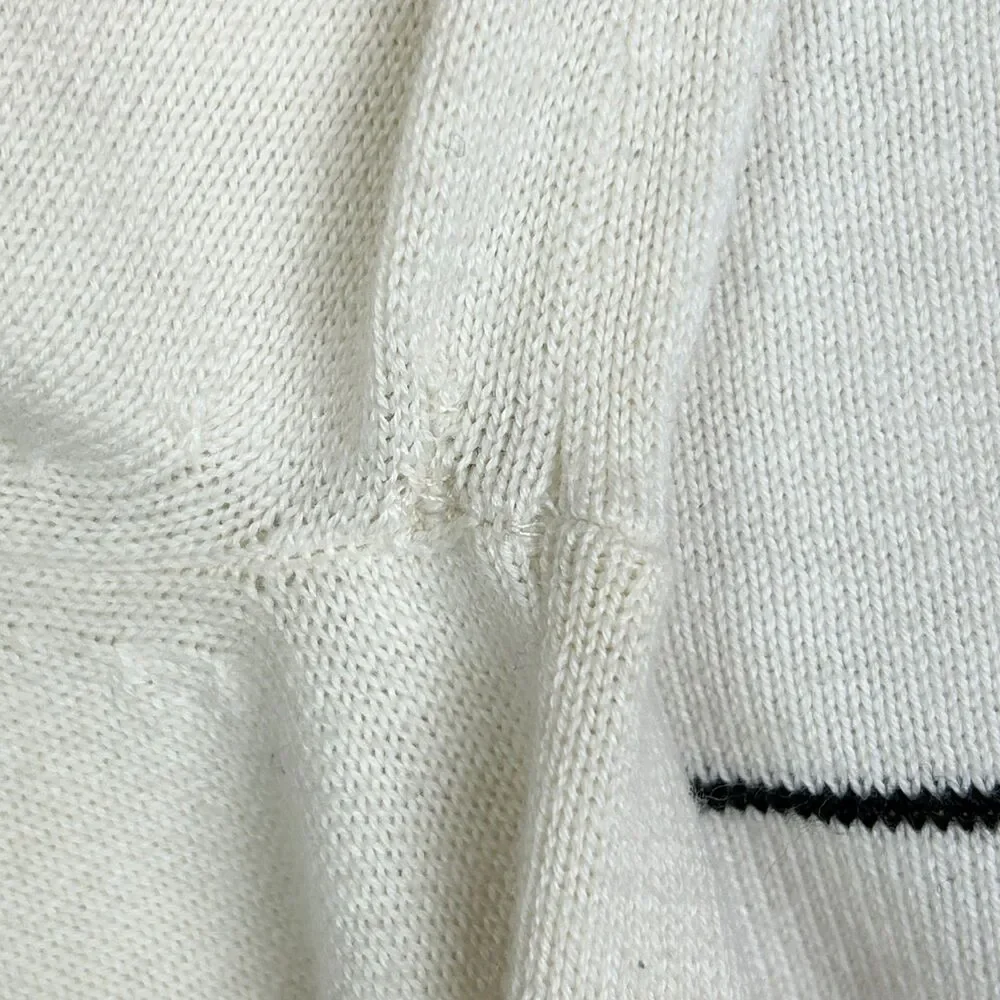 Kate Spade Cocktail Kiss Sweater Cream Cotton Silk Knit Crewneck Pullover XS